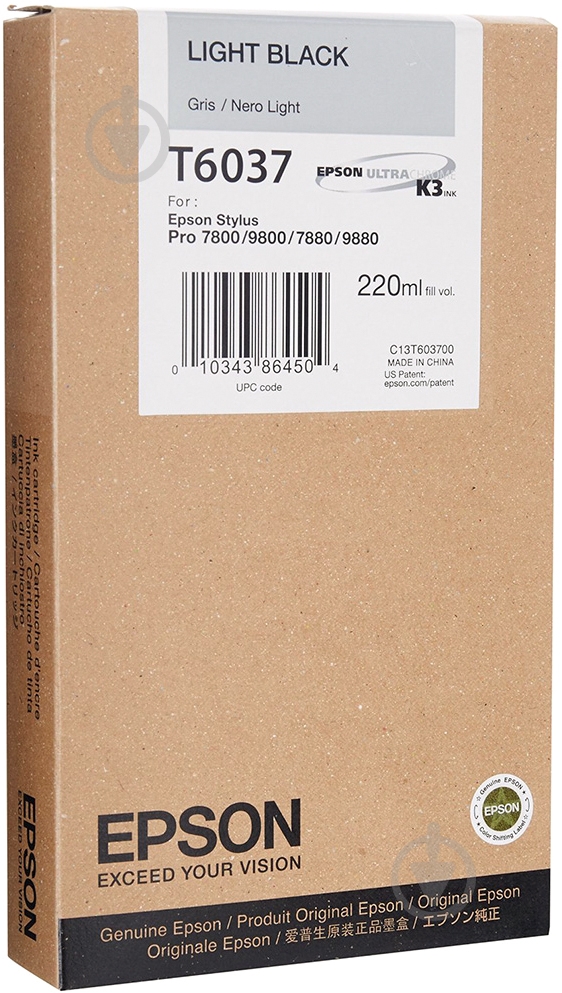 Картридж Epson  StPro 7800/7880/9800/9880 black light black C13T603700 - фото 1