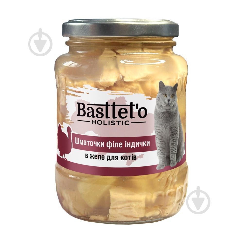 Корм для котів Basttet`o шматочки філе індички в желе 360 г - фото 1 Корм для котів Basttet`o шматочки філе індички в желе 360 г - фото 1