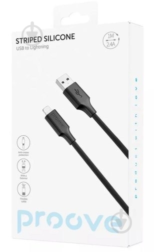 Кабель Proove Striped Silicone Lightning 1 м черный (CCSS00001101) - фото 2