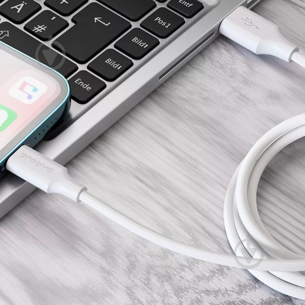 Кабель Proove Striped Silicone Lightning 1 м белый (CCSS00001102) - фото 2