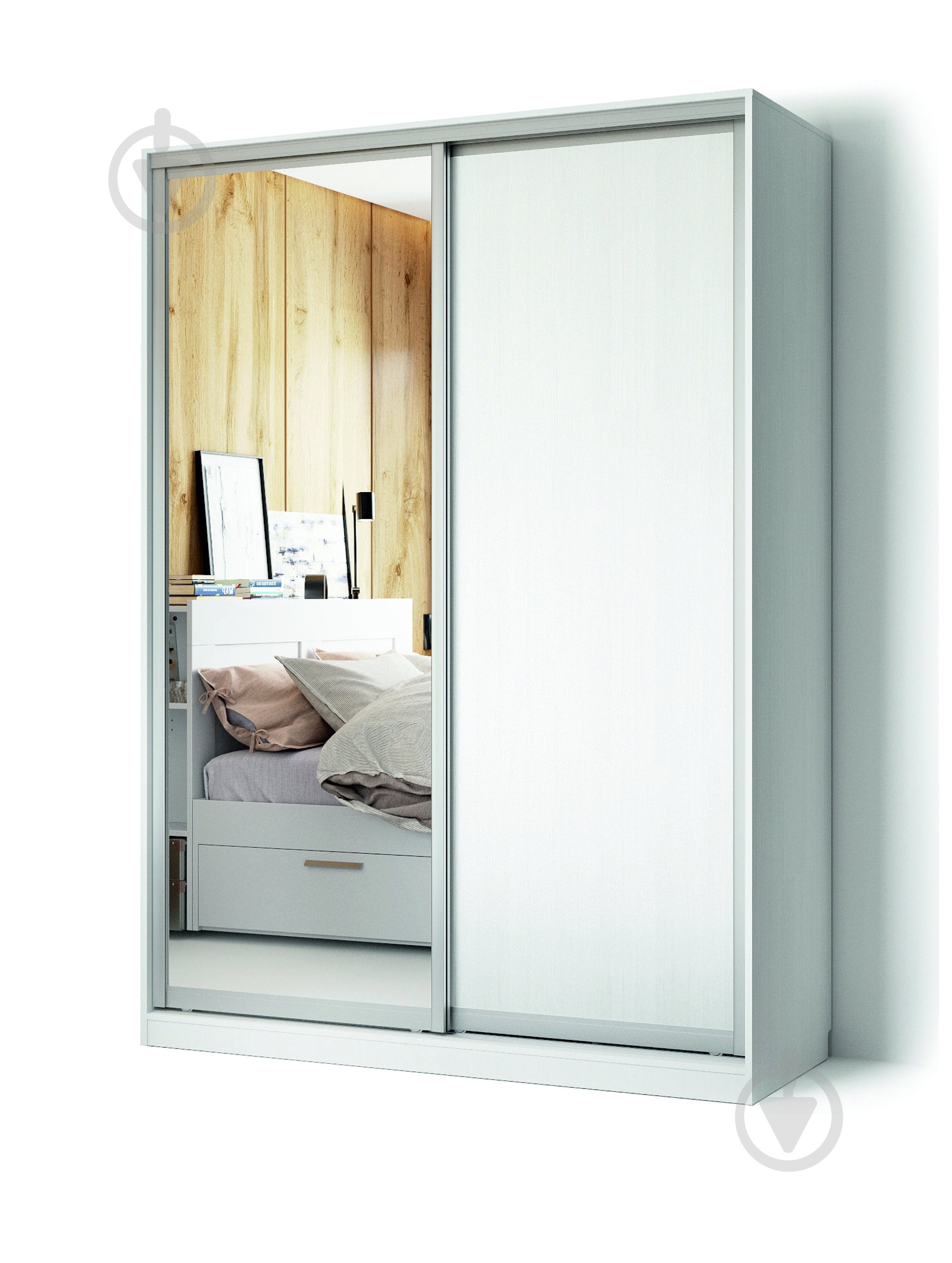 Шафа-купе COMFORT Берегиня ДСП 1600x600x2250 мм білий двері ДСП/дзеркало - фото 2