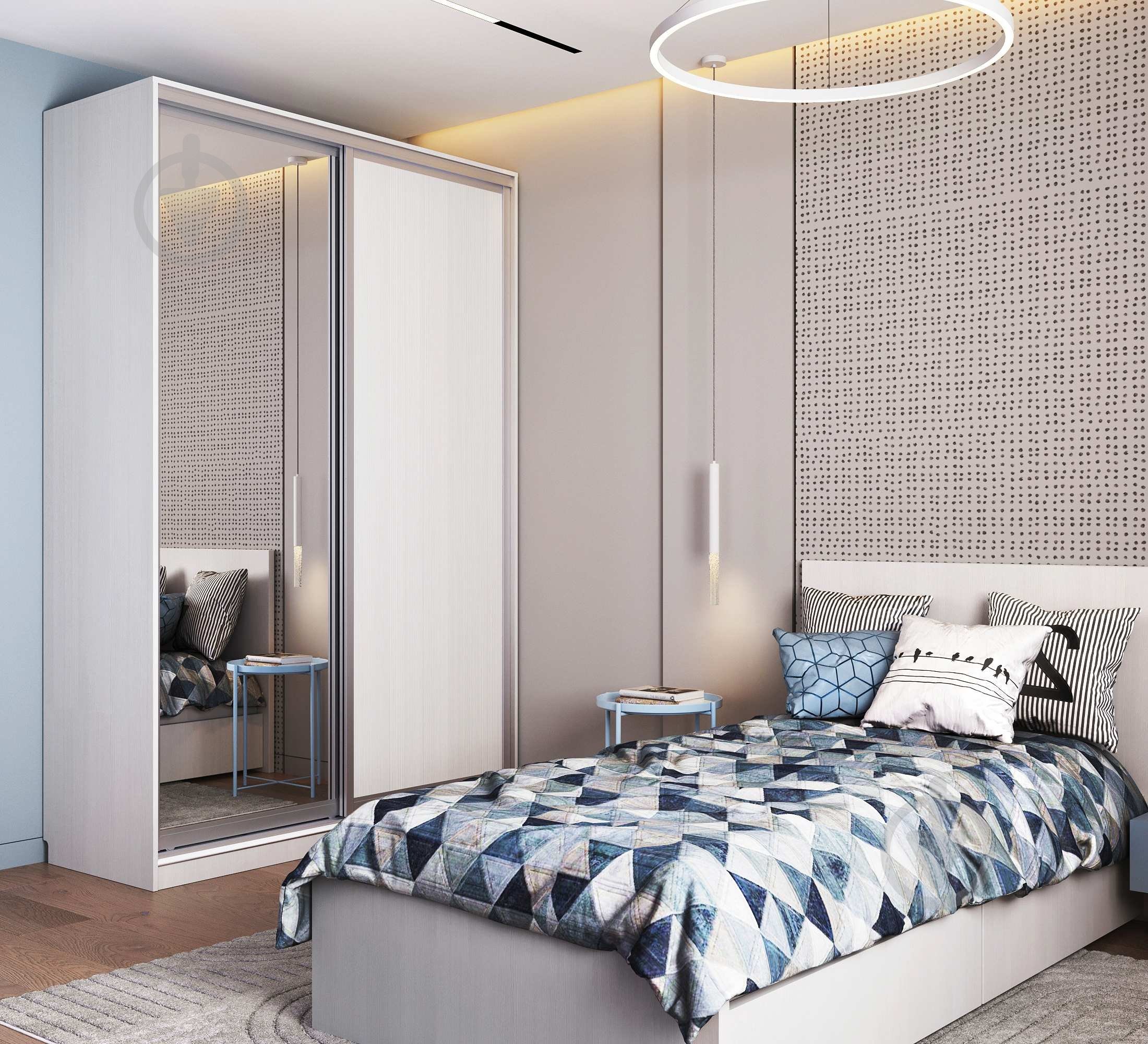 Шафа-купе COMFORT Берегиня ДСП 1600x600x2250 мм білий двері ДСП/дзеркало - фото 1