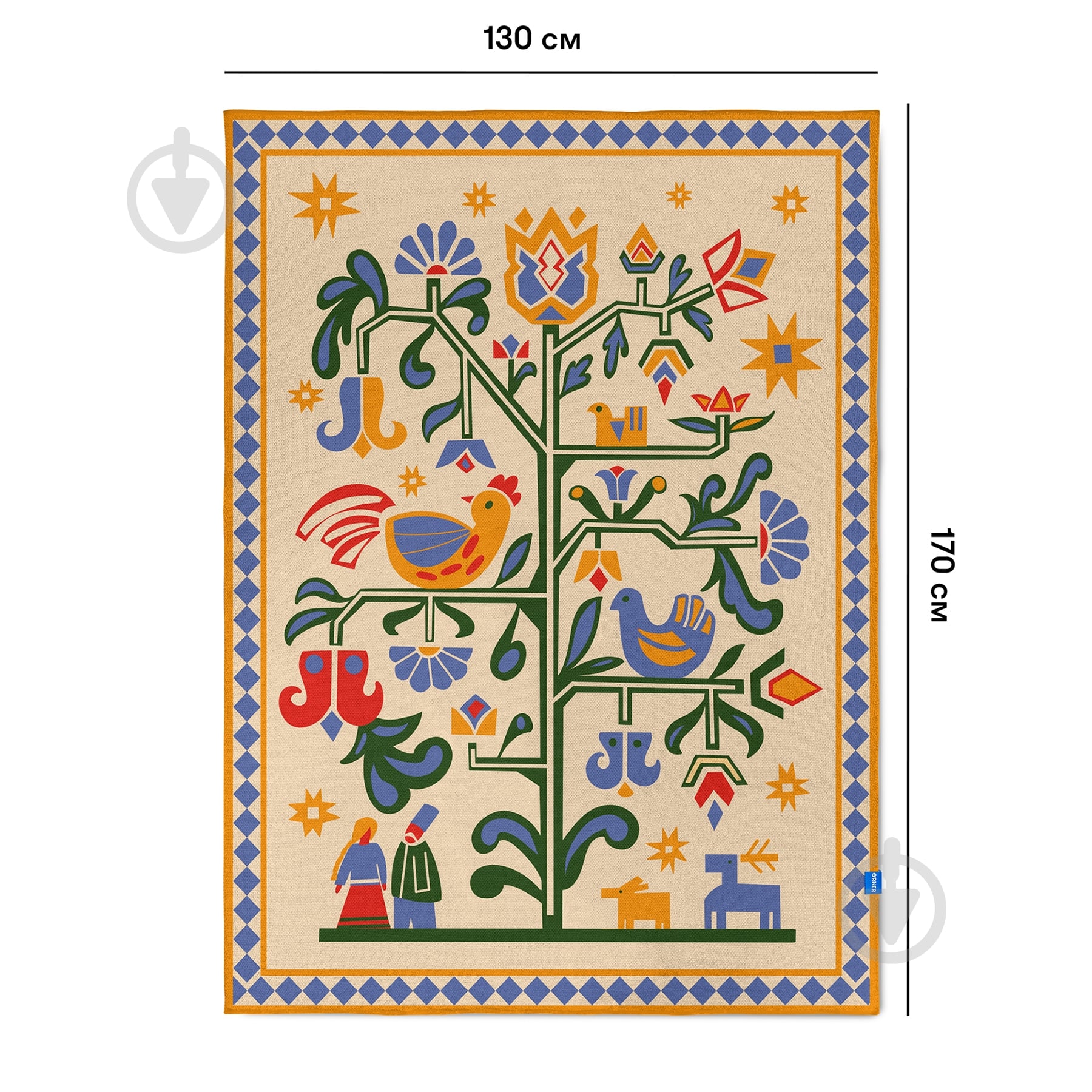 Плед «Дерево жизни» 130x170 см бежевый Orner - фото 2