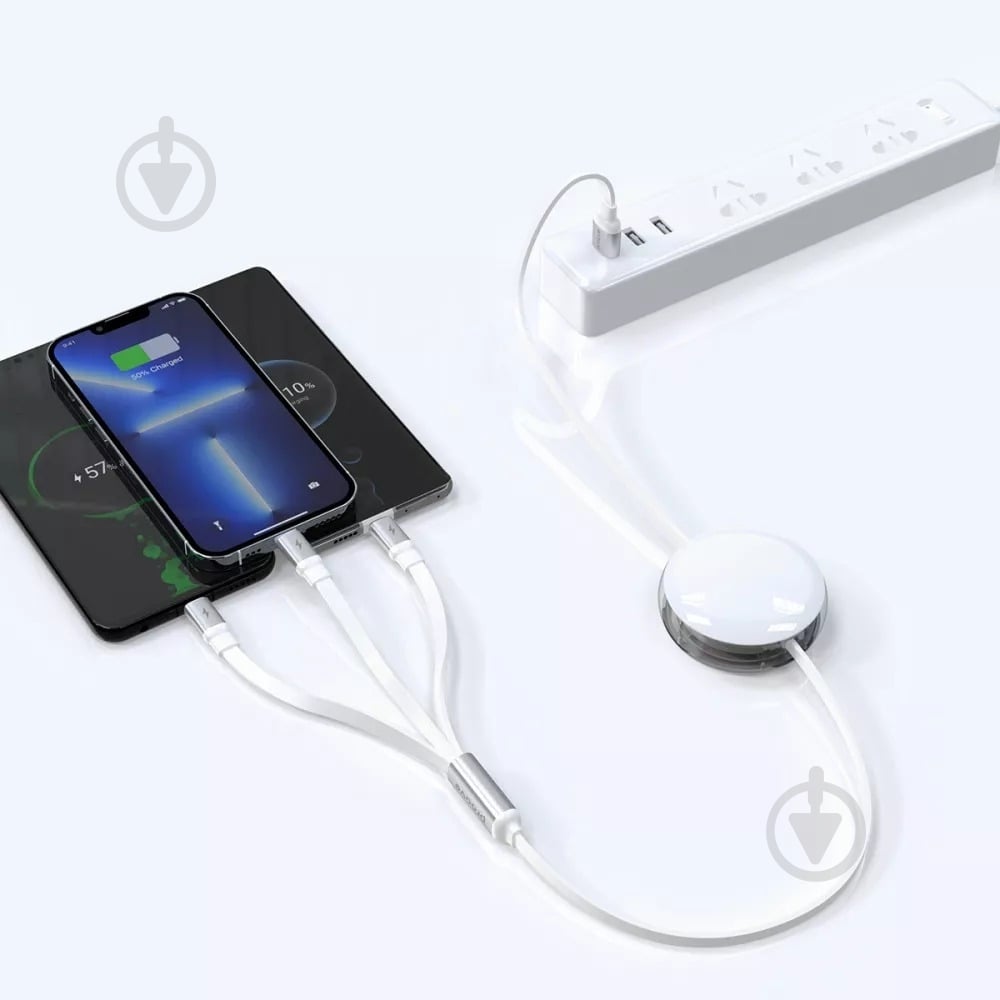 Кабель Proove Triple Sync 3 in1 Type-C + Micro USB + Lightning 1,2 м белый (CCTS20001502) - фото 3