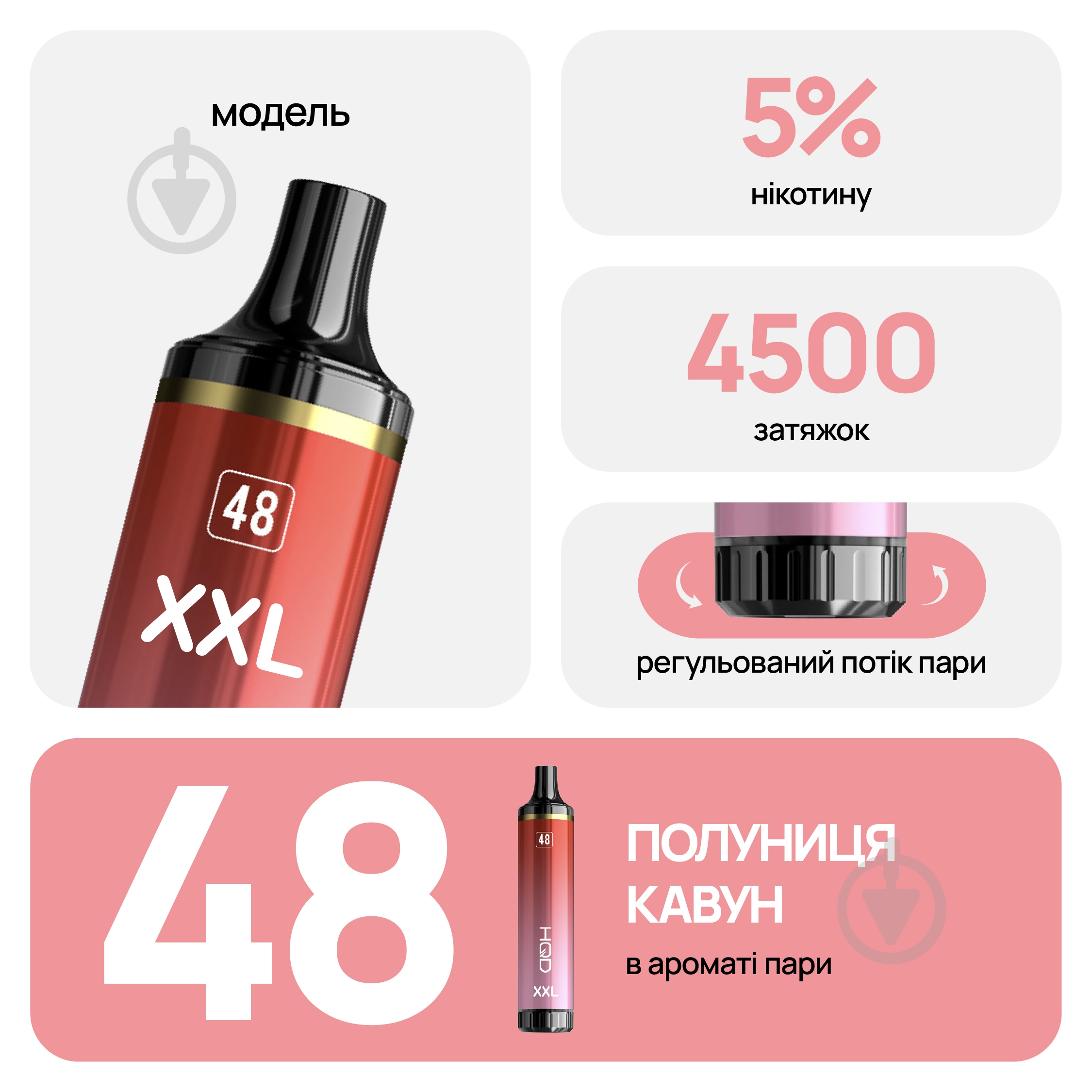 Сигарета электронная HQD 4500 XXL 12 мл 48 - фото 3