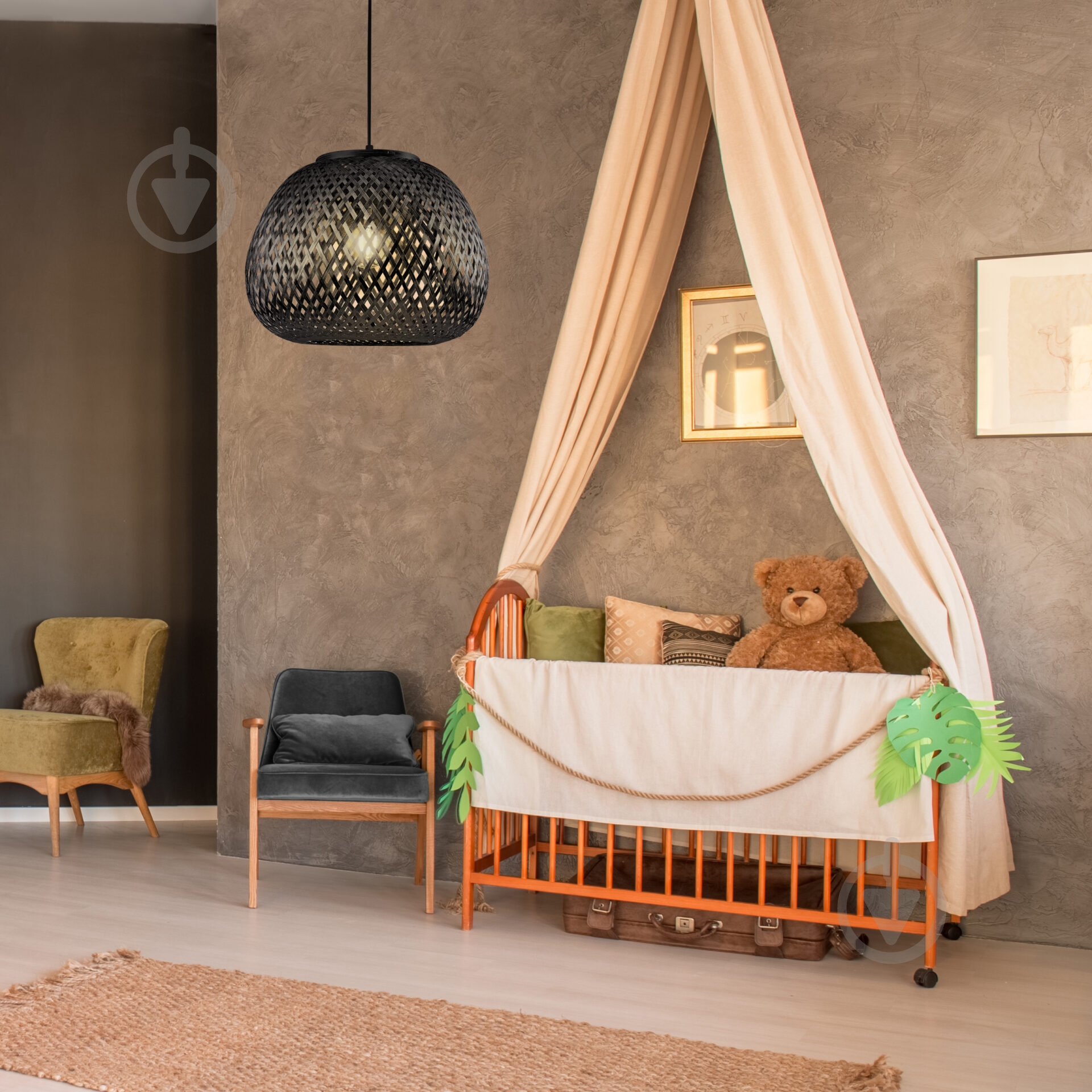 Светильник подвесной Goldlux Zanzibar 1x20 Вт /E27 черный 329219 - фото 2