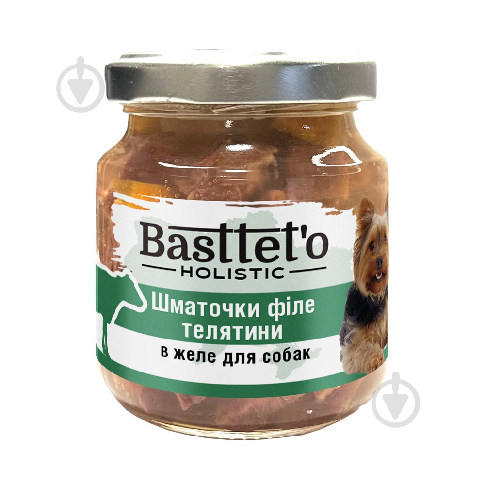 Корм влажный для собак для всех пород Basttet`o кусочки филе телятины в желе 130 г - фото 1 Корм влажный для собак для всех пород Basttet`o кусочки филе телятины в желе 130 г - фото 1