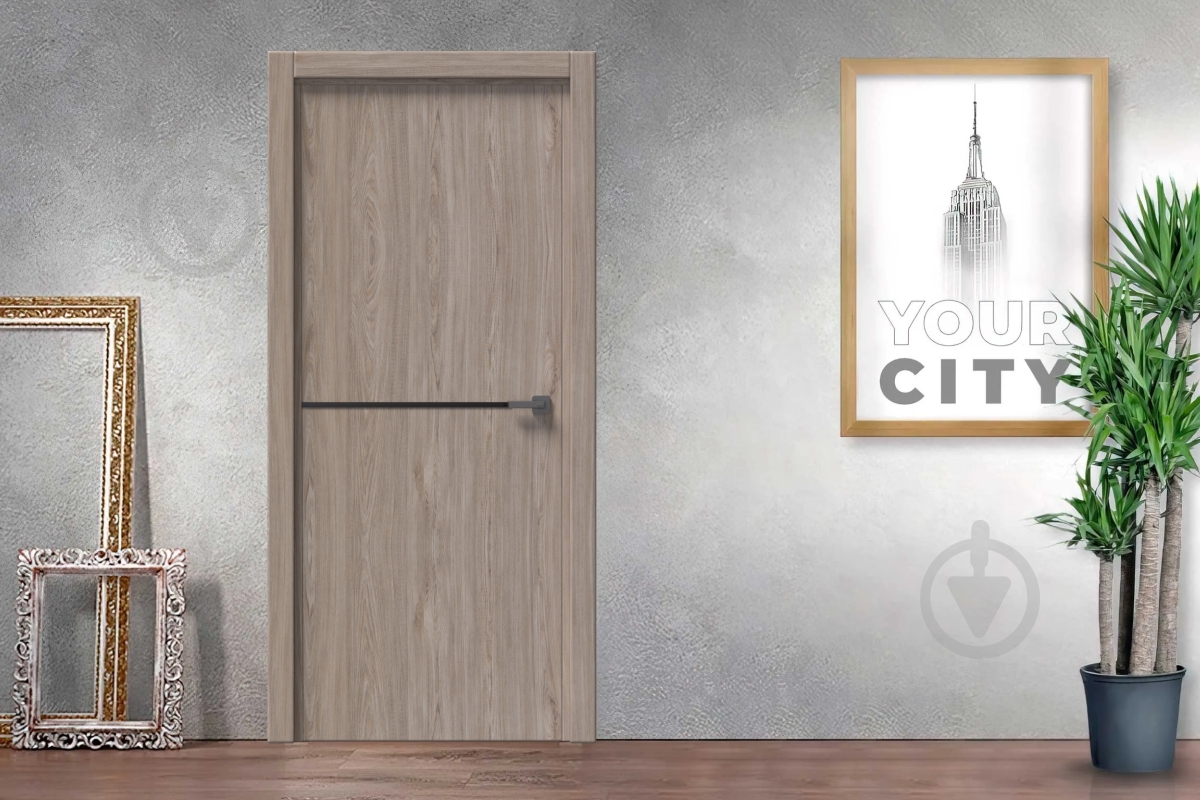 Дверное полотно IN WOOD ET-02 ПГ с черным молдингом и кромкой 900 мм ель карпатская - фото 2