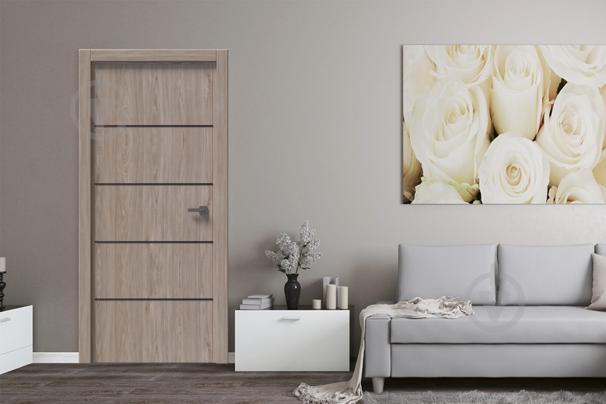 Дверное полотно IN WOOD ET-04 ПГ с черным молдингом и кромкой 600 мм ель карпатская - фото 2