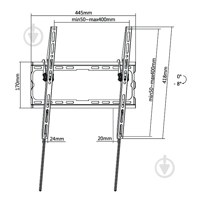 Крепление для телевизора Kivi Basic-44T, 45кг, наклонные черный - фото 7
