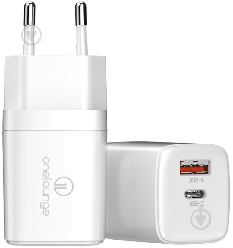 Зарядное устройство OneLounge 1Power PD 20W USB-C + USB-A для iPhone - фото 1 Зарядное устройство OneLounge 1Power PD 20W USB-C + USB-A для iPhone - фото 1