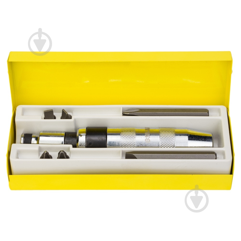 Отвертка Sigma ударно-поворотная с битами 8 предметов CRV (метал кейс) 4004021 - фото 2