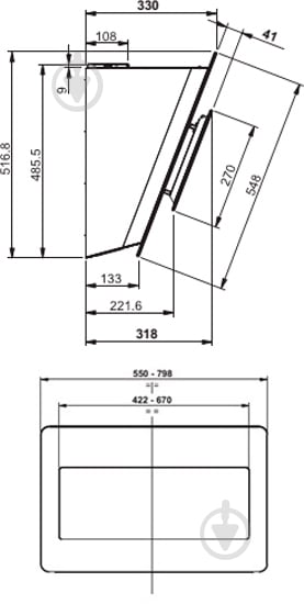Вытяжка Elica WAKE BL/F/55 - фото 2