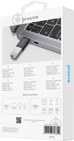 Переходник Proove OTG Extension Type-C to USB черный (HBEX00012001) - фото 4