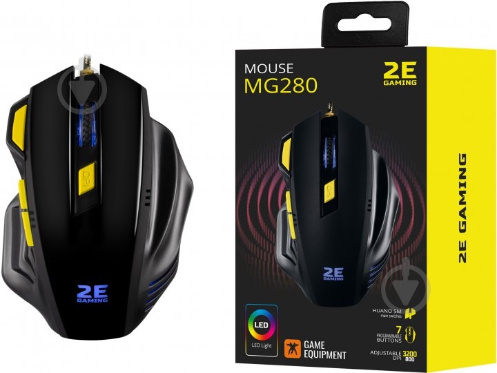 Миша 2E GAMING M280 LED USB Black - фото 5