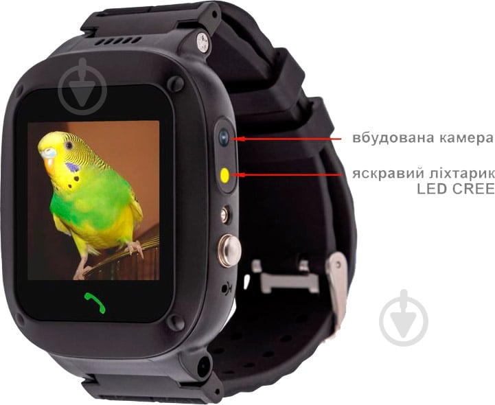 Смарт-часы AmiGo GO004 Splashproof Camera+LED black (882418) - фото 2 Смарт-часы AmiGo GO004 Splashproof Camera+LED black (882418) - фото 2