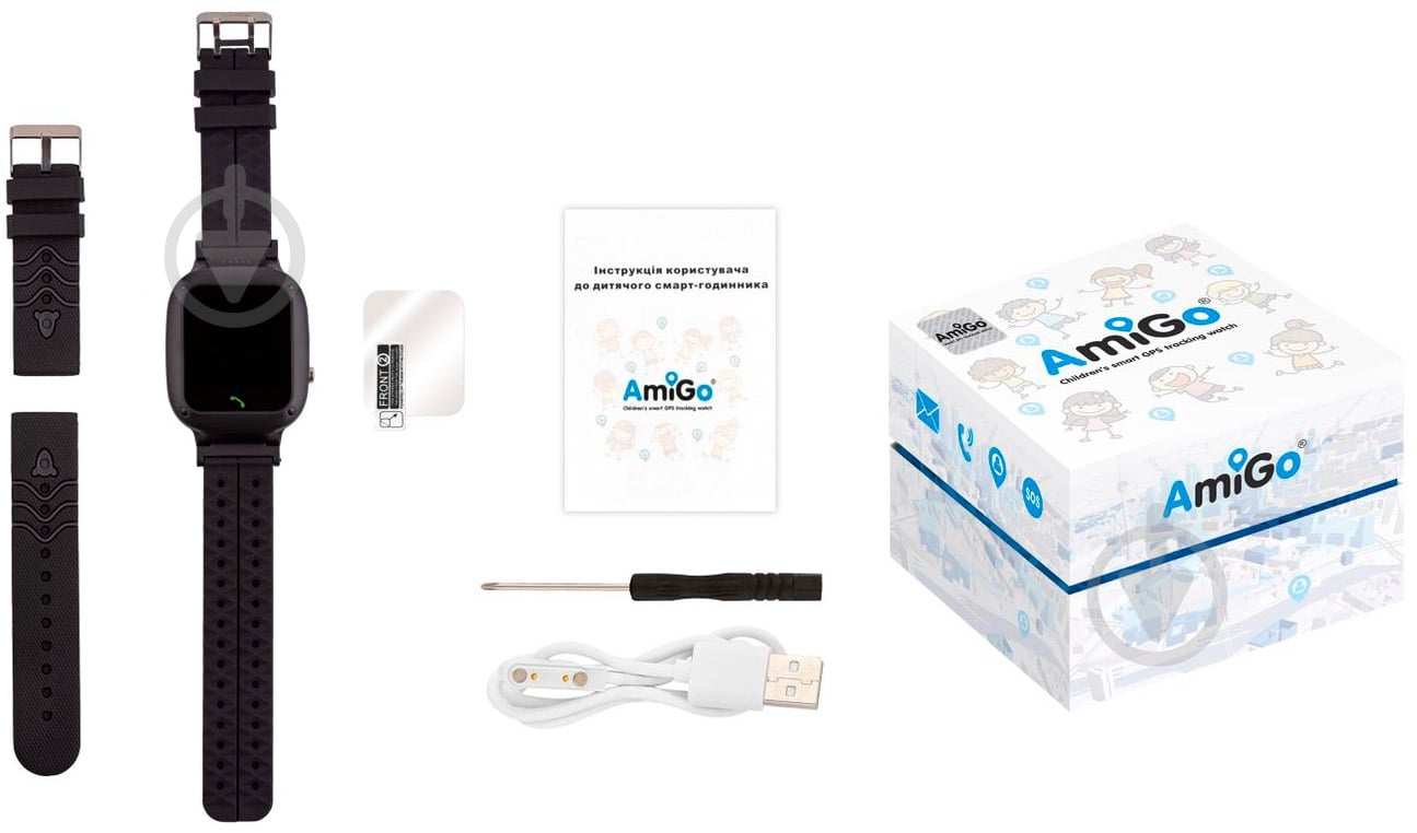 Смарт-часы AmiGo GO004 Splashproof Camera+LED black (882418) - фото 6 Смарт-часы AmiGo GO004 Splashproof Camera+LED black (882418) - фото 6