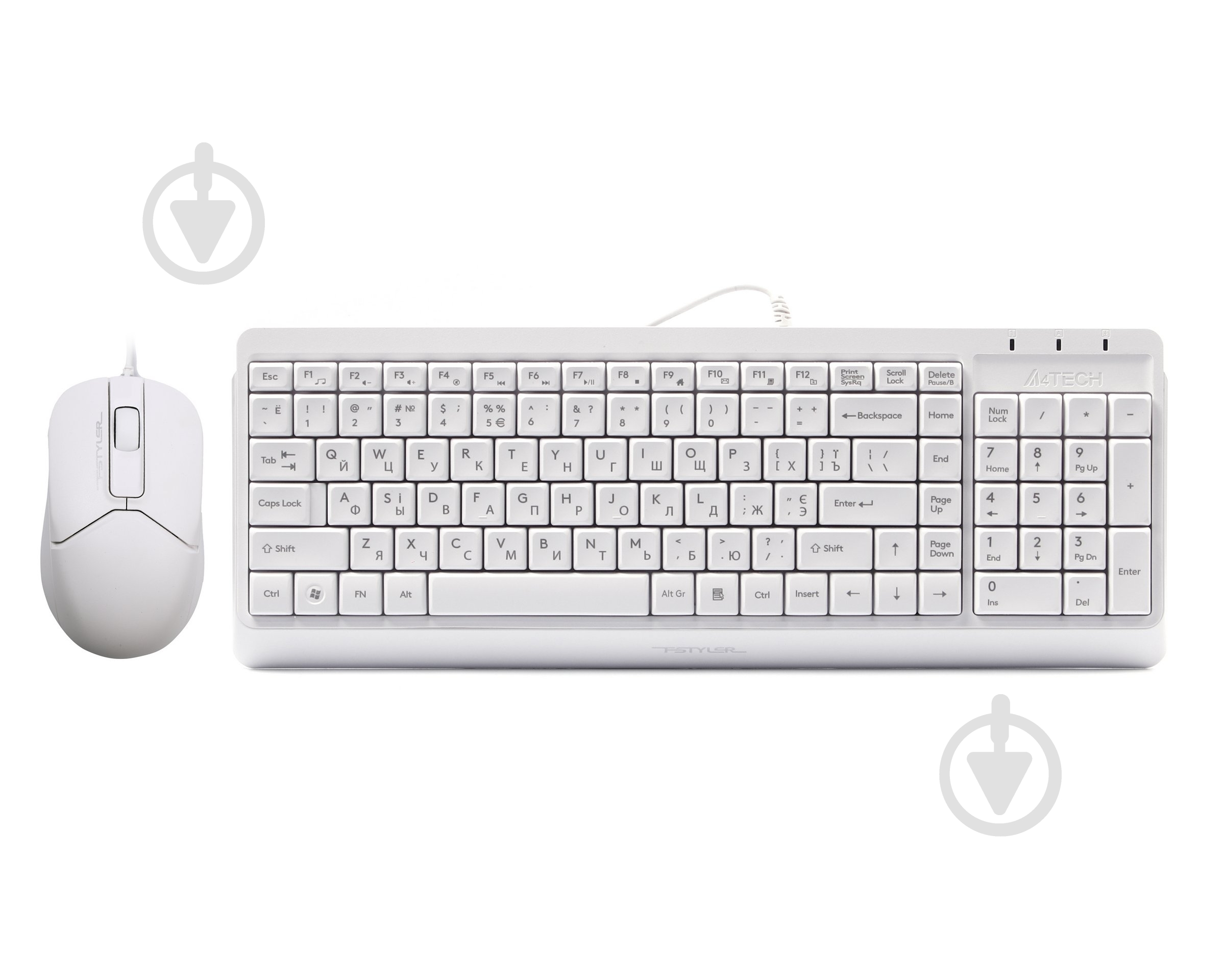 Комплект клавиатура и мышь A4Tech (F1512 (White)) Fstyler white - фото 1 Комплект клавиатура и мышь A4Tech (F1512 (White)) Fstyler white - фото 1
