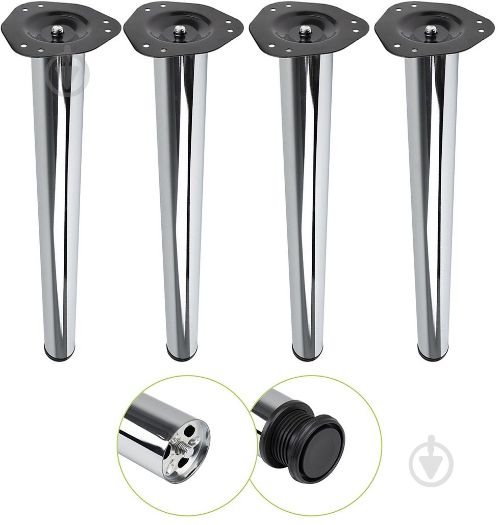 Меблева ніжка DC комплект 4 шт d60x820 мм для столу хром з верхньою сталевою кріпильною пластиною - фото 1 Меблева ніжка DC комплект 4 шт d60x820 мм для столу хром з верхньою сталевою кріпильною пластиною - фото 1