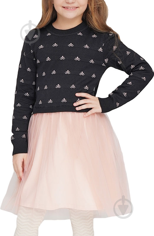 Платье Top Hat р.128 черный с розовым 18124 - фото 1