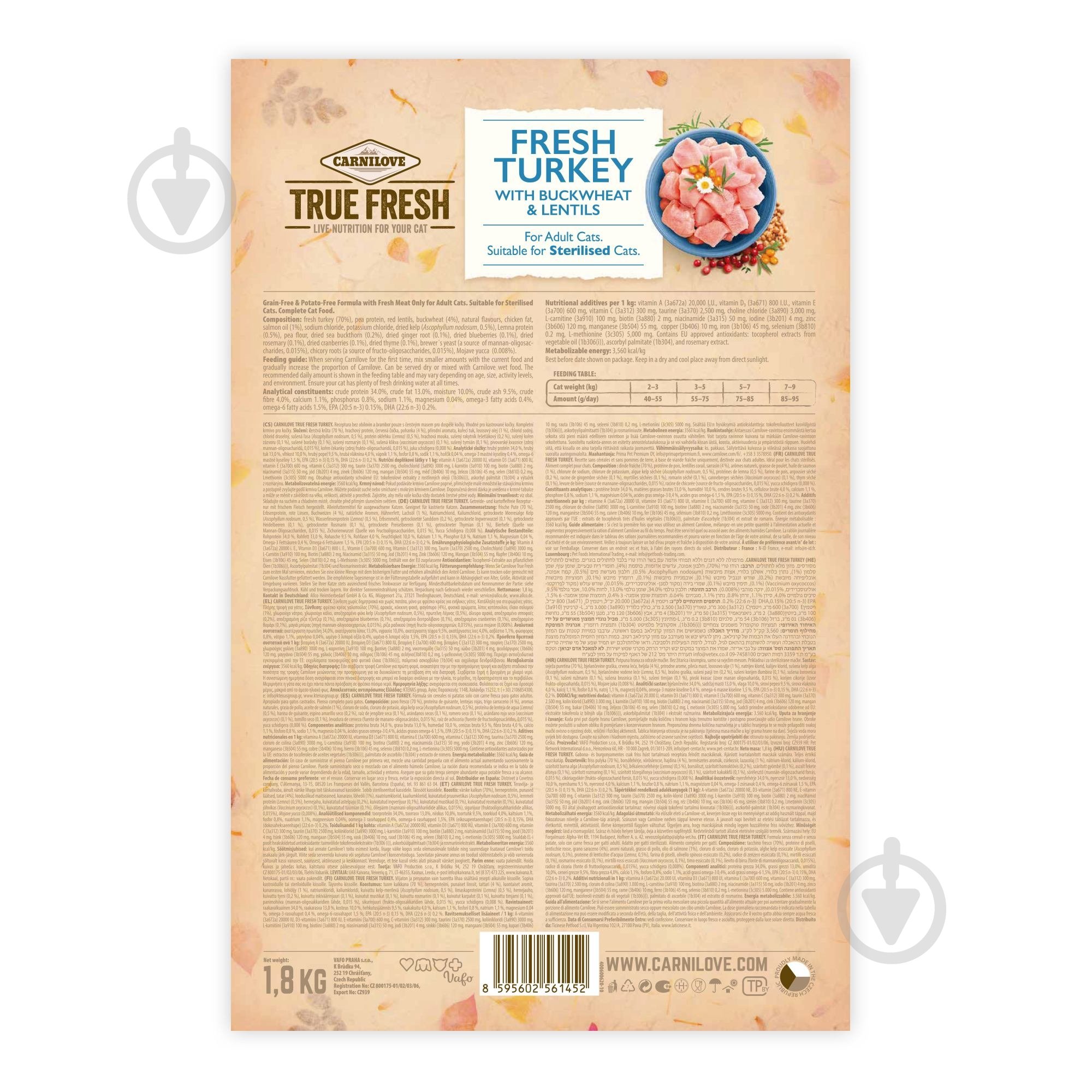 Корм сухий для котів Carnilove True Fresh з індичкою 1,8 кг - фото 3 Корм сухий для котів Carnilove True Fresh з індичкою 1,8 кг - фото 3