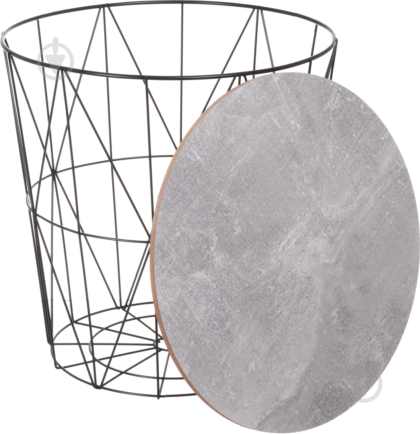 Стол-корзина Сканди Cement 420x390x390 мм черныйсерый - фото 2