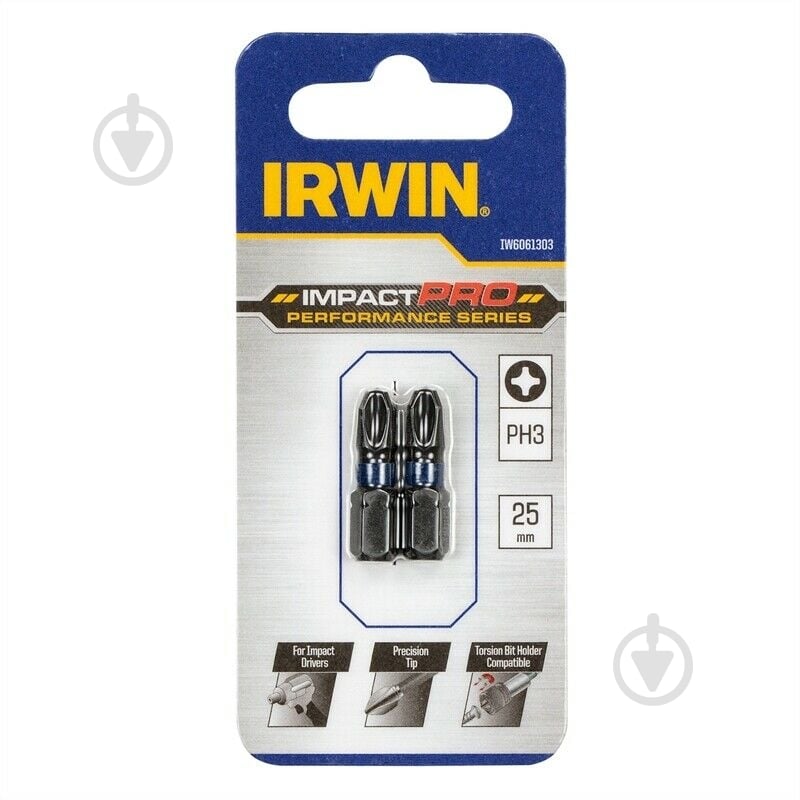Бита Irwin PH3 Impact Pro Performance 25 мм 2 шт. IW6061303 - фото 1 Бита Irwin PH3 Impact Pro Performance 25 мм 2 шт. IW6061303 - фото 1