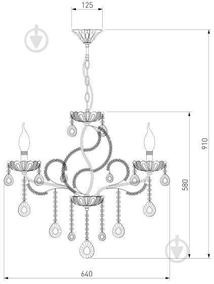 ВІТРИНА! Люстра підвісна Strotskis Berberis 5x60 Вт E14 хром 3015/5 - фото 2