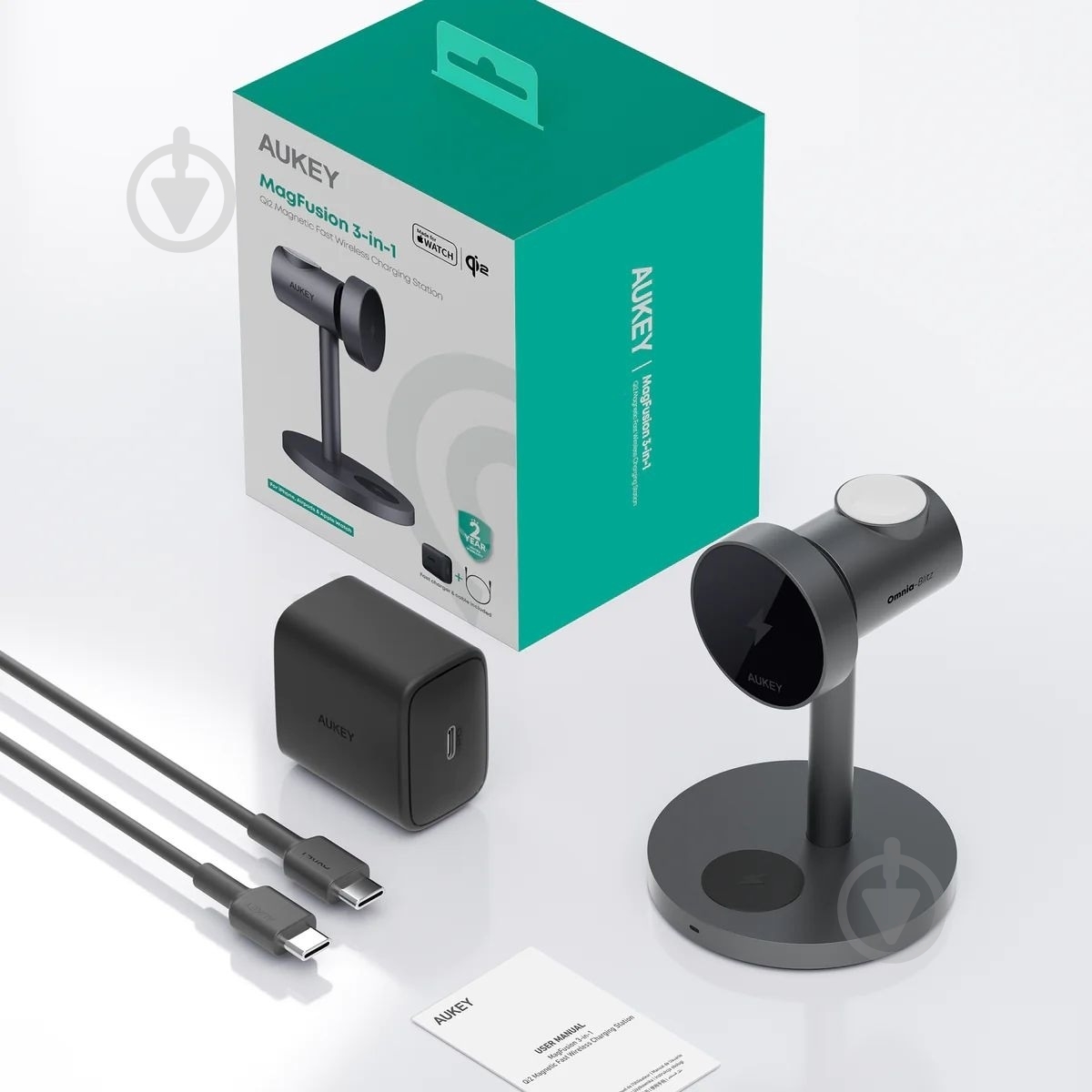 Бездротовий зарядний пристрій AUKEY MagFusion 3-in-1 15W (LC-MC311) - фото 6