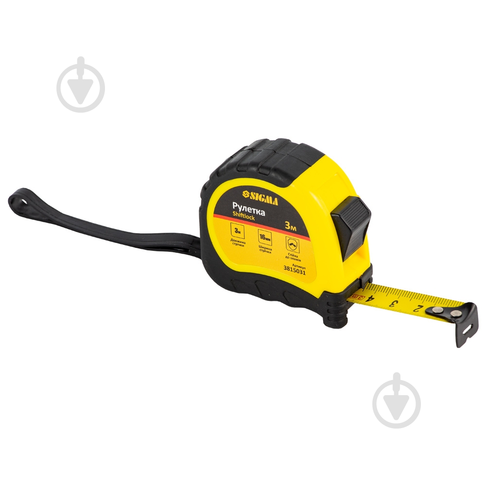 Рулетка Sigma Shiftlock 3815031 3  м x 16  мм - фото 1