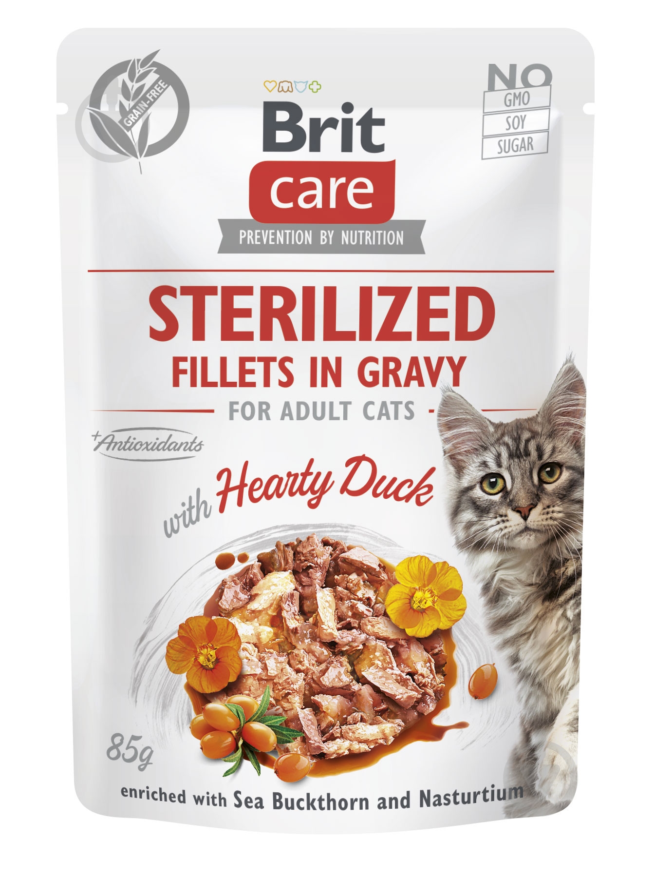 Корм вологий для котів Brit Care Sterilized філе в соусі з качкою 85 г - фото 1