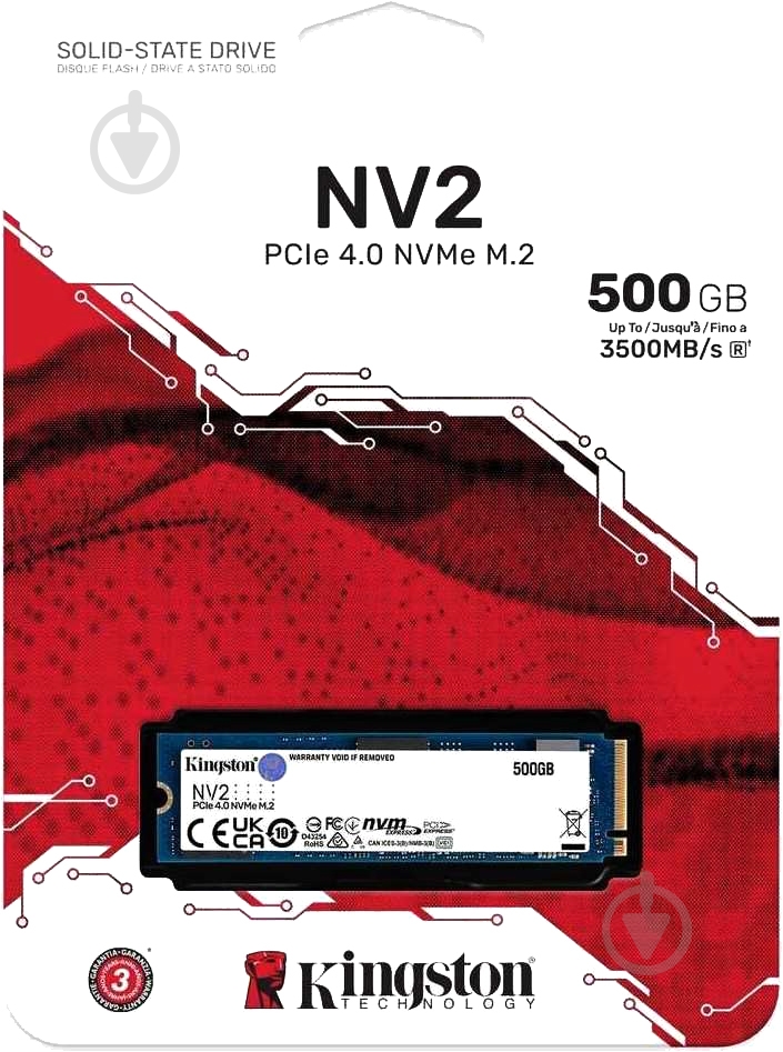 SSD-накопичувач Kingston 500GB M.2 PCI Express 4.0 x4 3D NAND (SNV2S/500G) - фото 3