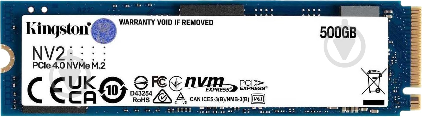 SSD-накопичувач Kingston 500GB M.2 PCI Express 4.0 x4 3D NAND (SNV2S/500G) - фото 1