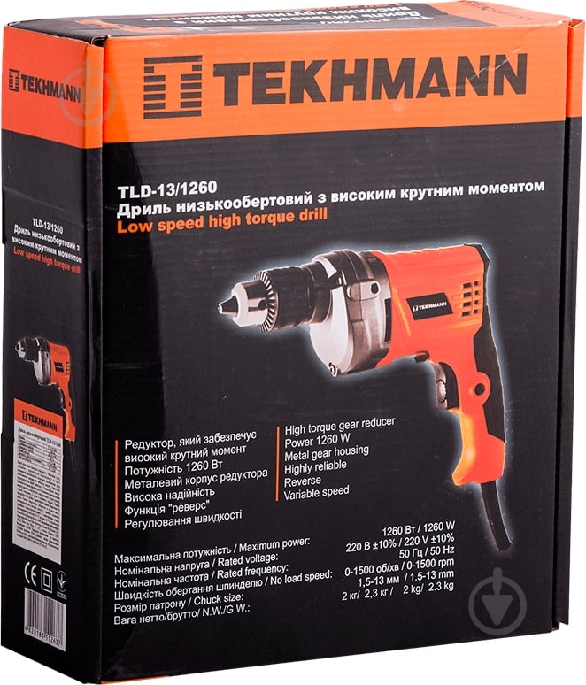 Дрель безударная Tekhmann TLD-13/1260 845257 - фото 7