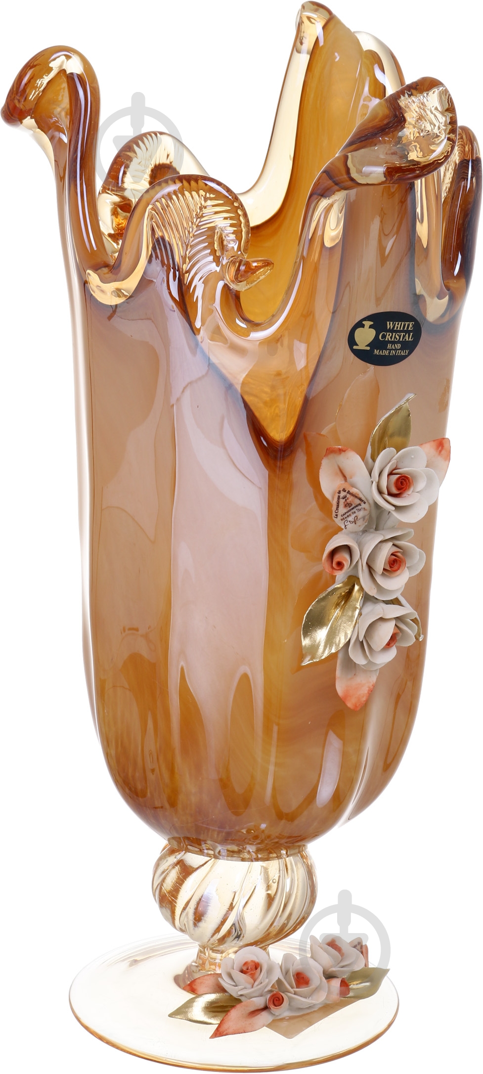 Ваза стеклянная White cristal Murano Noce 22x22x40 см 40 см оранжевая VS1950/NC/9 - фото 2 Ваза стеклянная White cristal Murano Noce 22x22x40 см 40 см оранжевая VS1950/NC/9 - фото 2