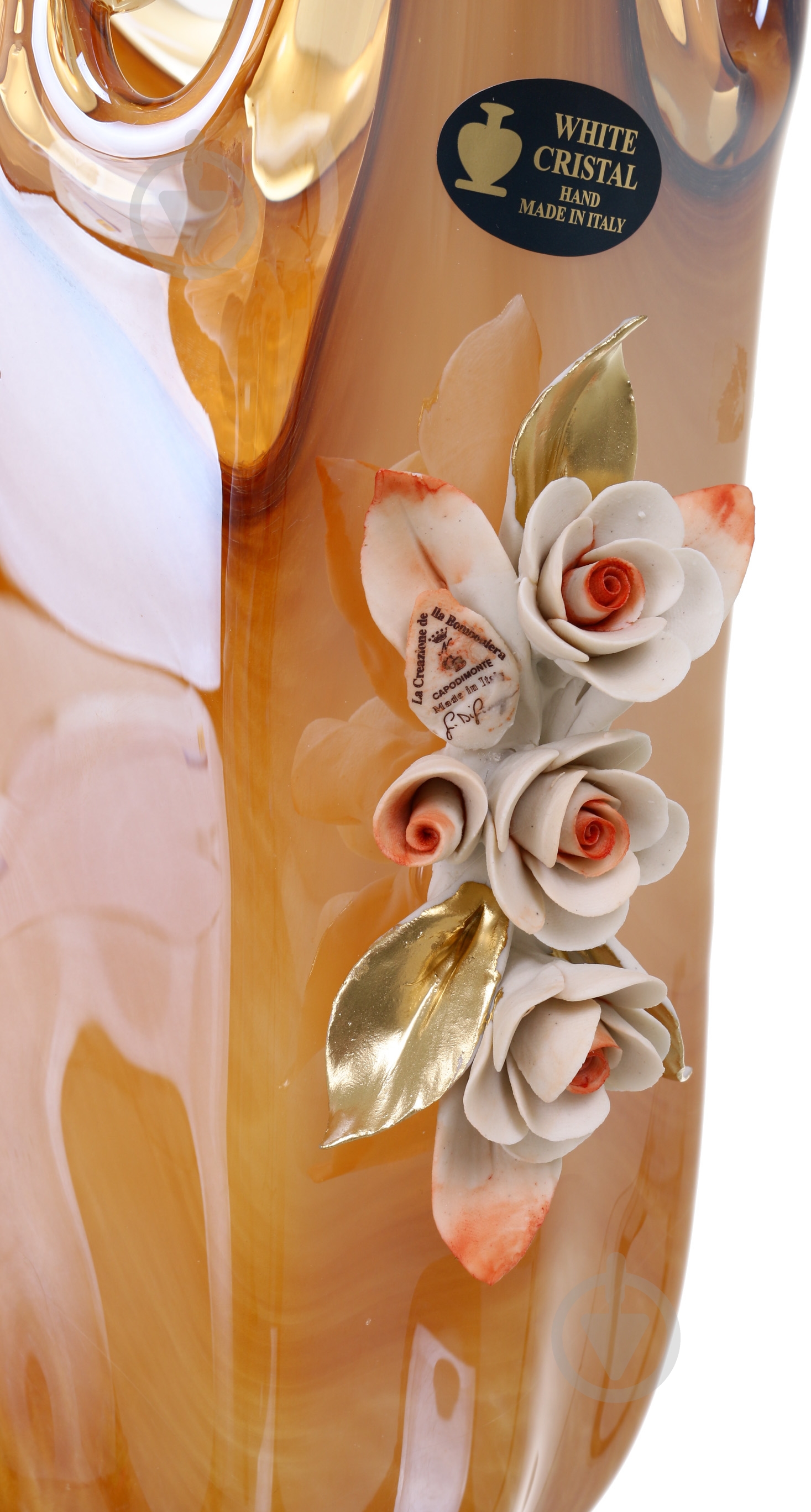 Ваза стеклянная White cristal Murano Noce 22x22x40 см 40 см оранжевая VS1950/NC/9 - фото 4 Ваза стеклянная White cristal Murano Noce 22x22x40 см 40 см оранжевая VS1950/NC/9 - фото 4