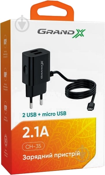 Зарядное устройство Grand-X CH-35B + micro USB - фото 6