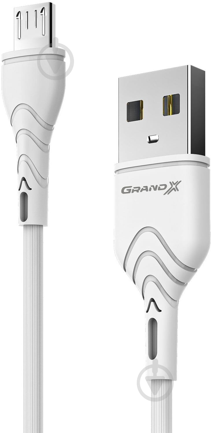 Кабель Grand-X USB-micro USB 3A Fast Сharge 1 м white (PM-03W) - фото 2