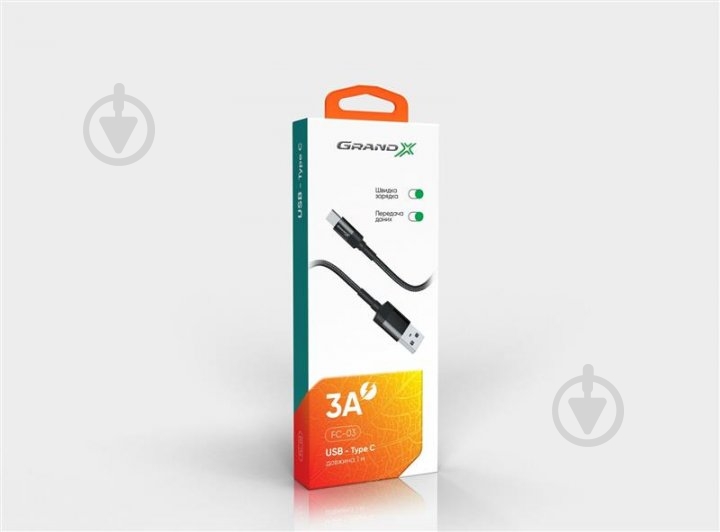 Кабель Grand-X USB-type C 1 м black (FC-03) - фото 4 Кабель Grand-X USB-type C 1 м black (FC-03) - фото 4