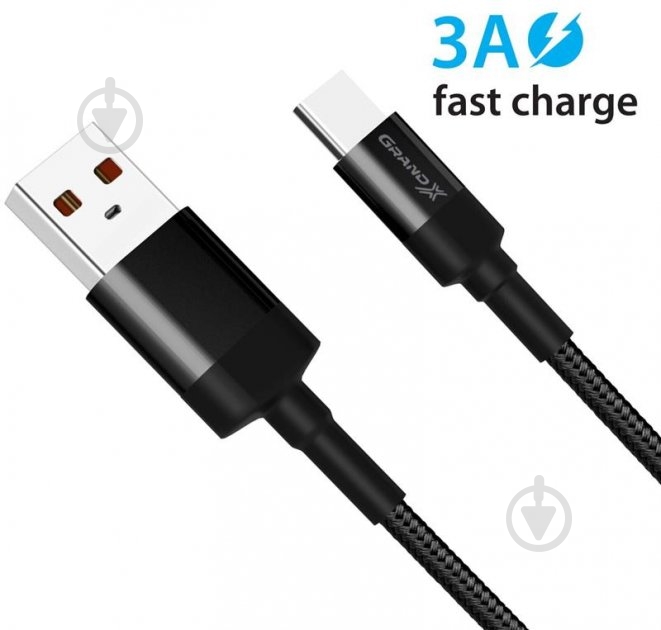 Кабель Grand-X USB-type C 1 м black (FC-03) - фото 3 Кабель Grand-X USB-type C 1 м black (FC-03) - фото 3