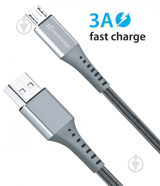 Кабель Grand-X USB-micro USB 1,2 м grey (FM-12G) - фото 4 Кабель Grand-X USB-micro USB 1,2 м grey (FM-12G) - фото 4