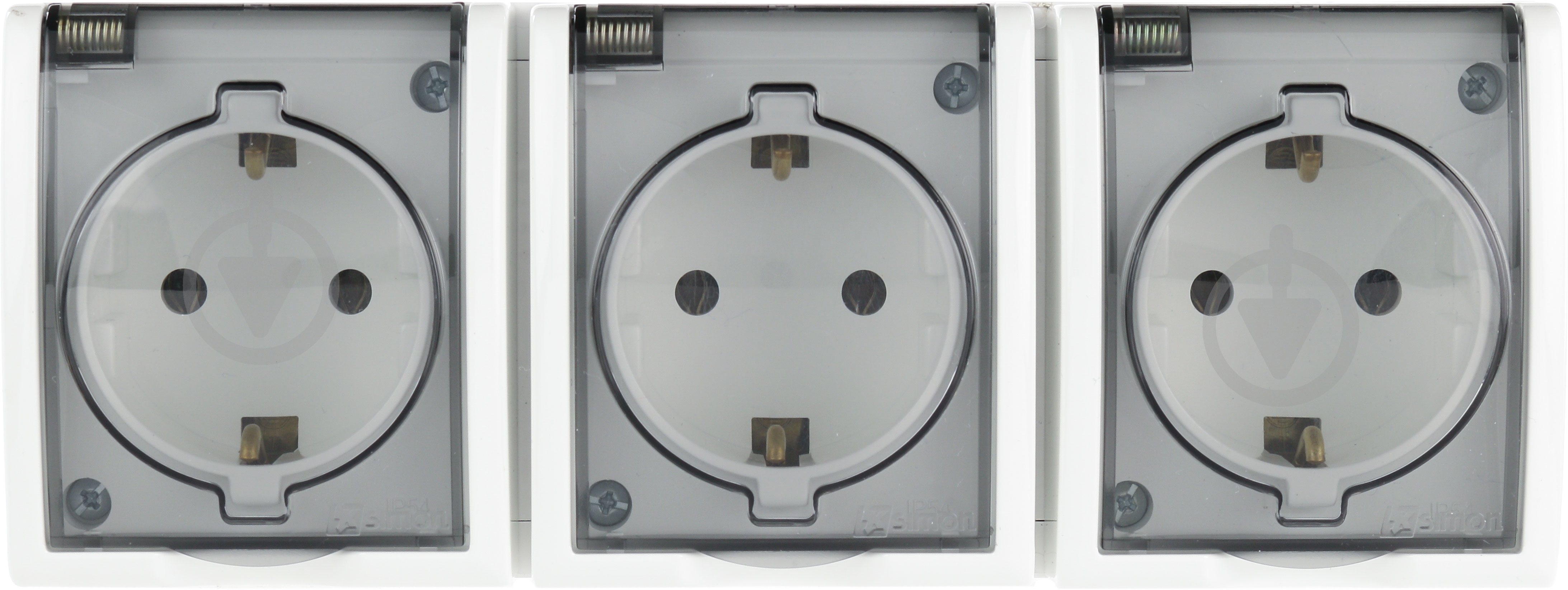 ᐉ Розетка тройная с заземлением Simon Aquarius без шторок белый