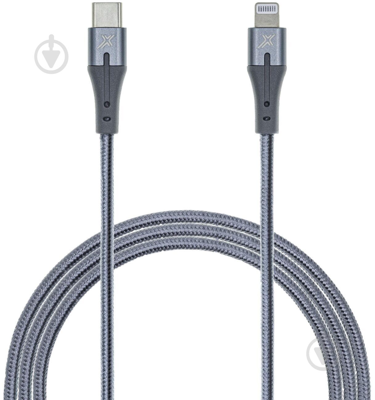 Кабель Grand-X Lightning – USB-C 1 м серый (CL01) - фото 1 Кабель Grand-X Lightning – USB-C 1 м серый (CL01) - фото 1