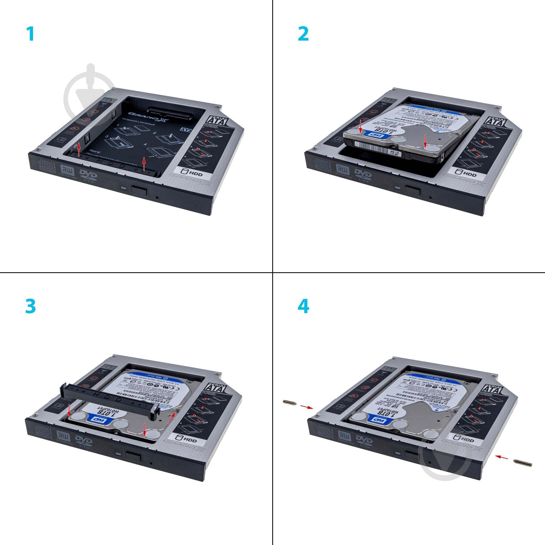 Карман для 2.5" HDD Grand-X Slim 9,5 mm HDC-24С - фото 4