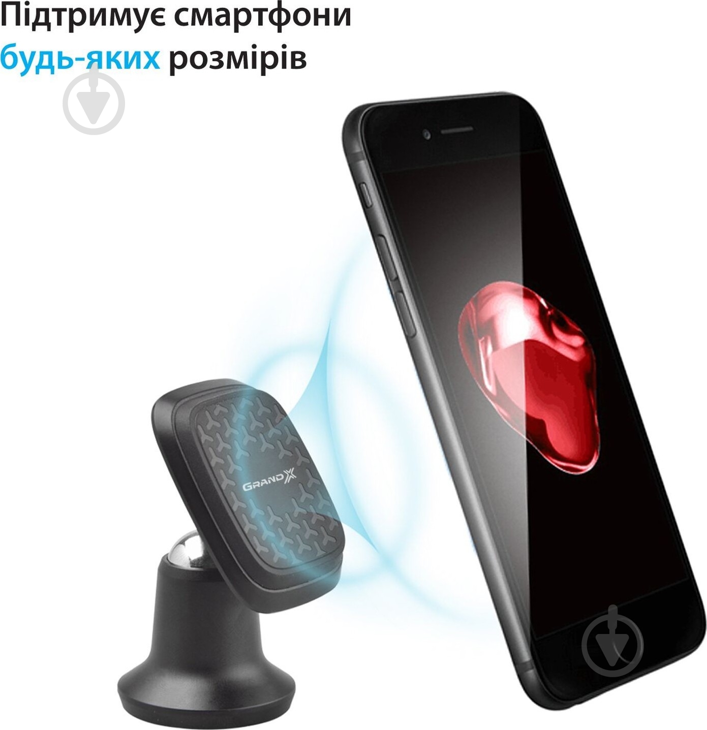 Автодержатель магнитный Grand-X MT-09 серебряный - фото 4