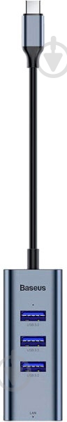 Адаптер BASEUS Type-C to USB3.0*3+RJ45, grey (CAHUB-M0G) - фото 3