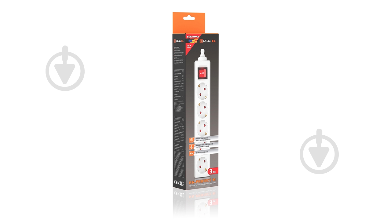 Фильтр-удлинитель Real-el RS-Protect M с заземлением 5 гн. белый 5 м - фото 2 Фильтр-удлинитель Real-el RS-Protect M с заземлением 5 гн. белый 5 м - фото 2