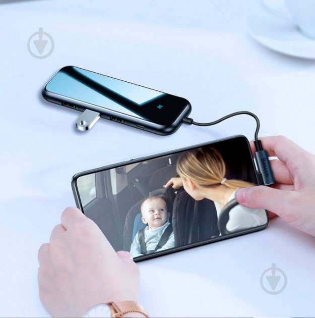 Адаптер BASEUS multi-functional Type-C to 4xUSB 2.0, Deep gray (CAHUB-JZ0G) - фото 7