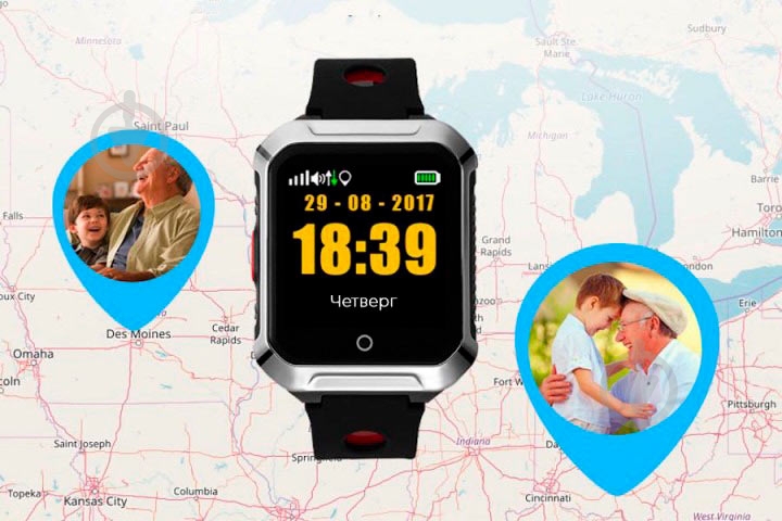 Смарт-годинник GoGPSme black/red (M02BK) - фото 3