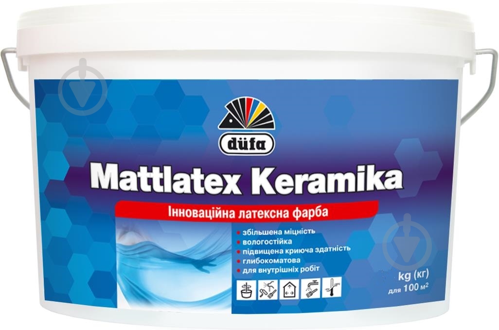 Фарба акрилова керамічна з колоруванням Dufa Mattlatex Keramika глибокий мат VN 2405 14 кг - фото 2